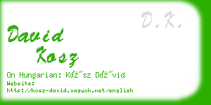 david kosz business card